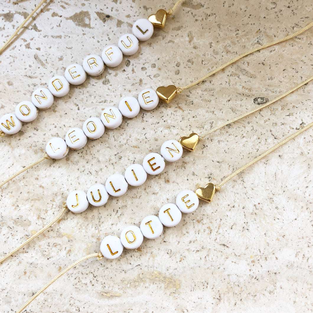 Woord/naam armband – Pearls